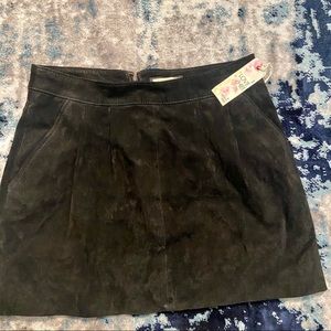 Genuine suede miniskirt